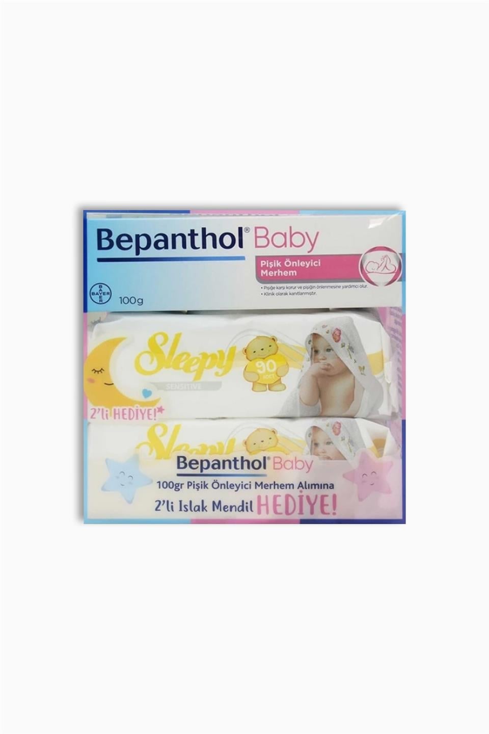 Bepanthol Baby Pişik Önleyici Merhem 100 Gr + Sleepy Sensitive Islak Havlu 90 Yaprak 2 Adet