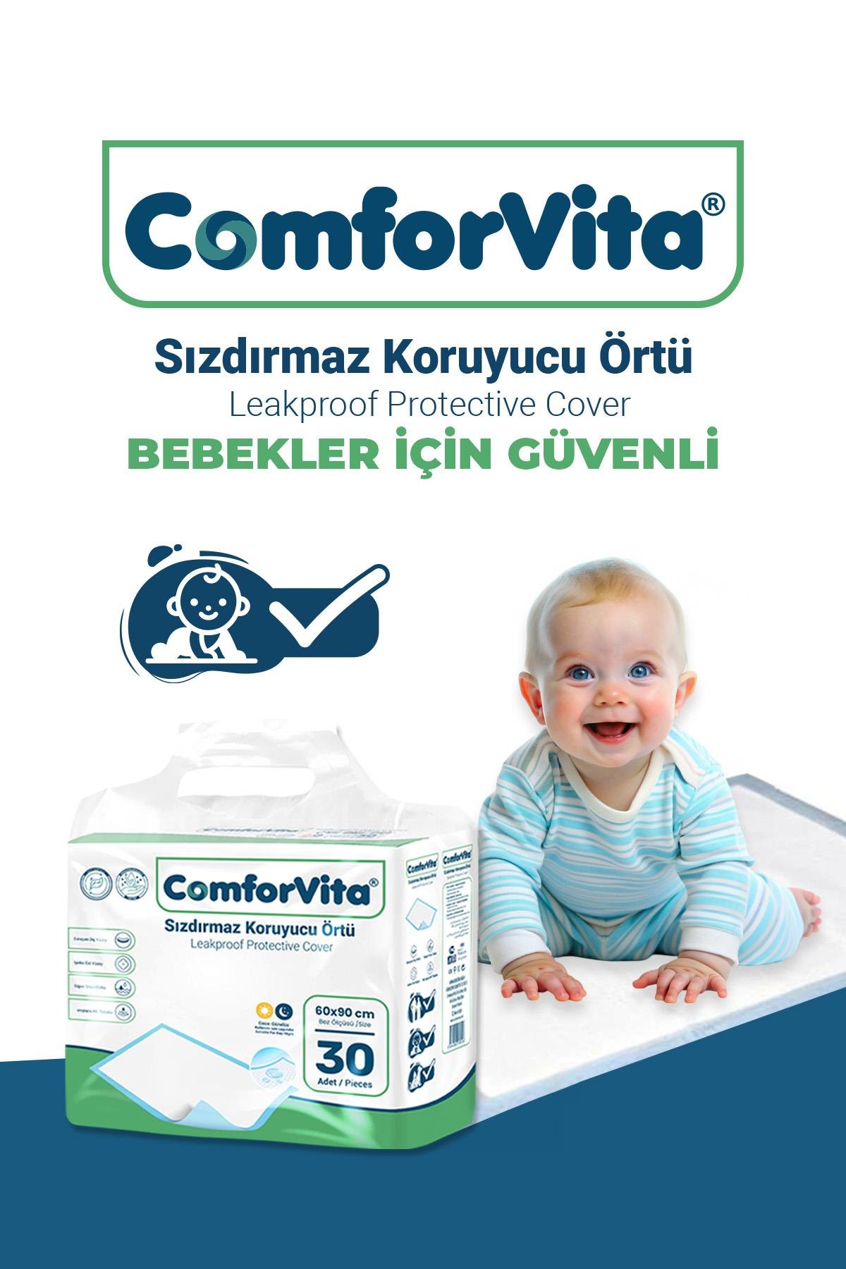 Comforvita   Bebek Alt Değiştirme Örtüsü 60x90 cm 30 Adet