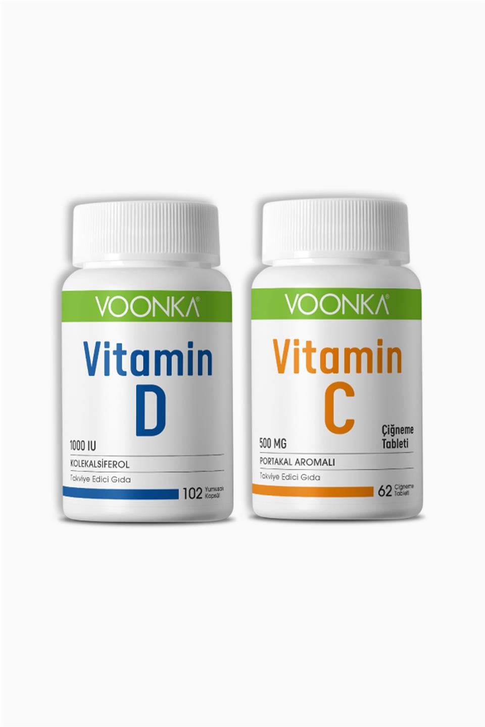 Voonka Vitamin C 62 Çiğneme Tableti + Voonka Vitamin D 102 Yumuşak Kapsül