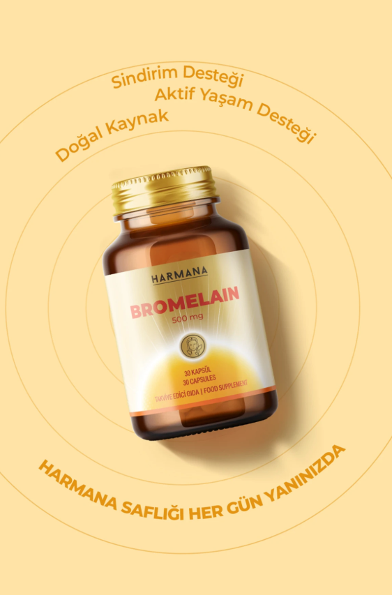 Harmana Bromelain 500 mg Takviye Edici Gıda 30 Kapsül