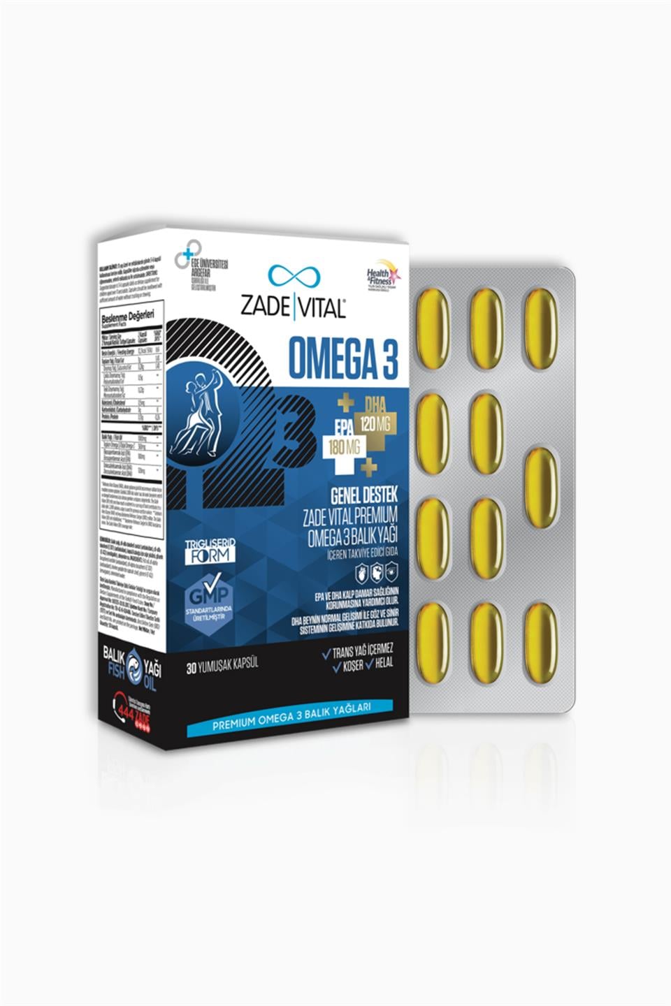 Zade Vital Omega 3 Balık Yağı Premium 30 Kapsül