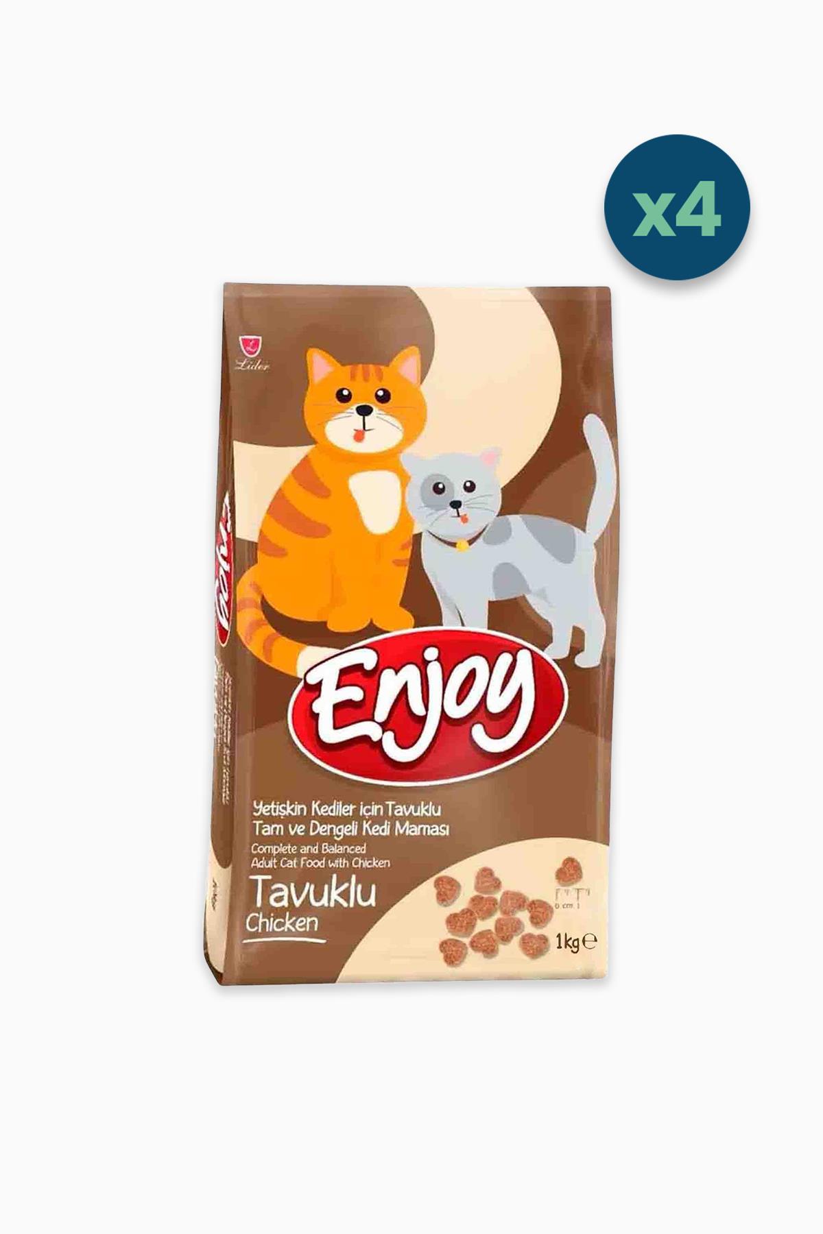 Enjoy Tavuklu 1 kg Yetişkin Kedi Maması 4 Adet