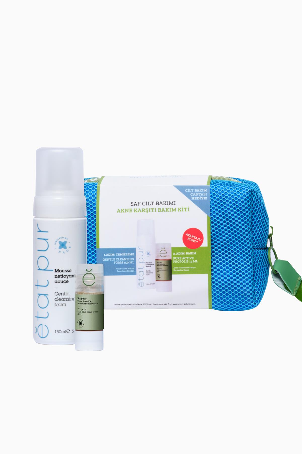 Etat Pur Akne Karşıtı Bakım Kiti - Gentle Cleansing Foam 150 ml + Pure Active Propolis 15 ml + Çanta Hediyeli | Etat Pur | Etat Pur Akne Karşıtı Bakım Kiti - Gentle Cleansing Foam 150 ml + Pure Active Propolis 15 ml + Çanta Hediyeli