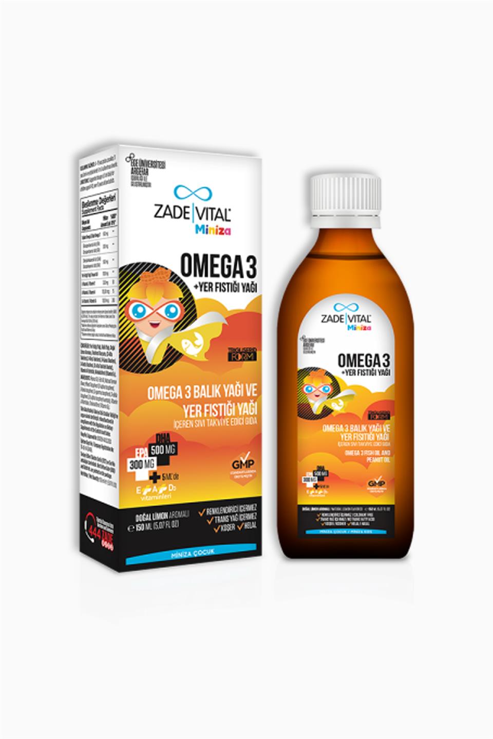 Zade Vital Miniza Omega-3 ve Yer Fıstığı Şurubu 150 ml