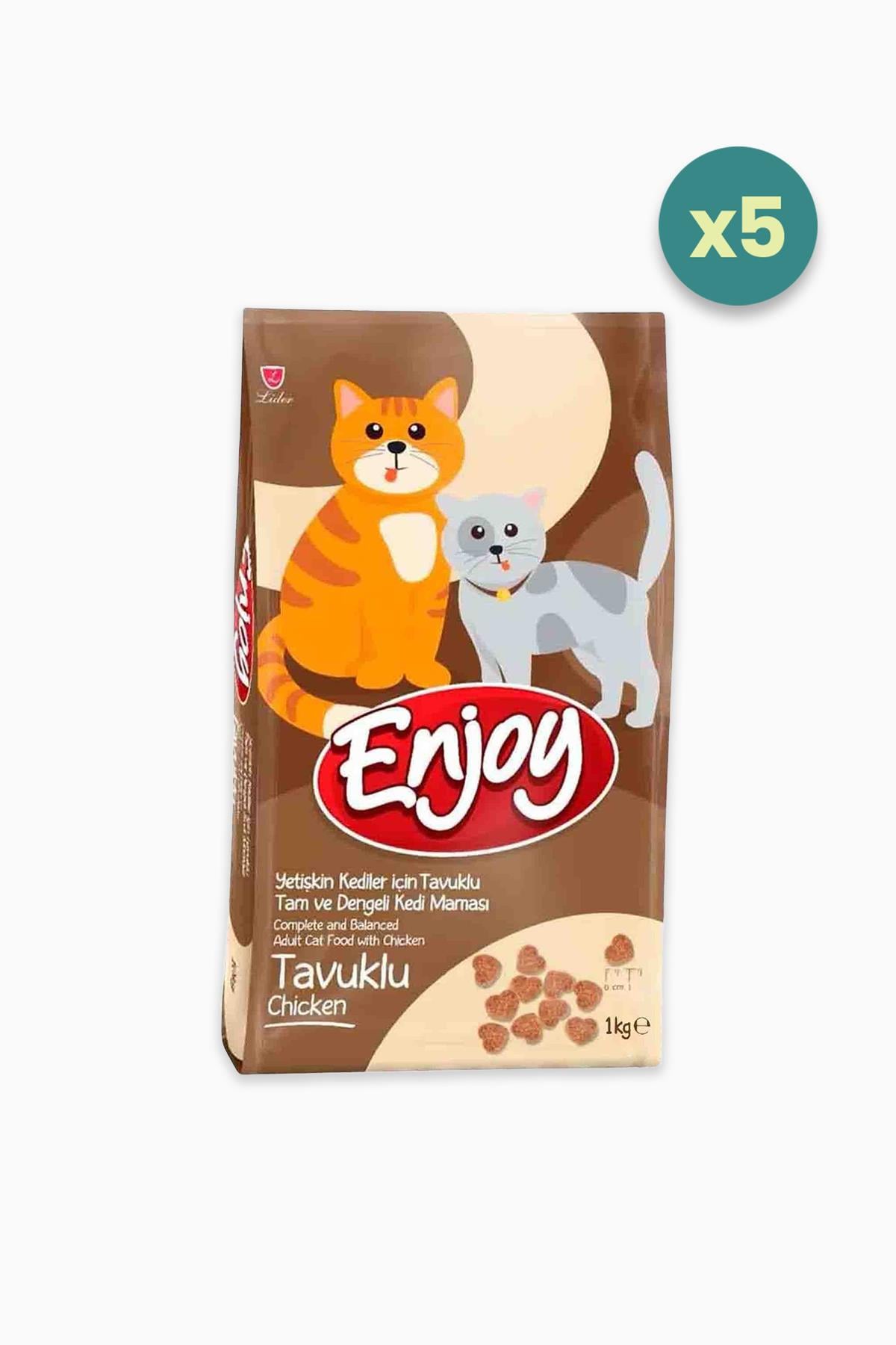 Enjoy Tavuklu 1 kg Yetişkin Kedi Maması 5 Adet