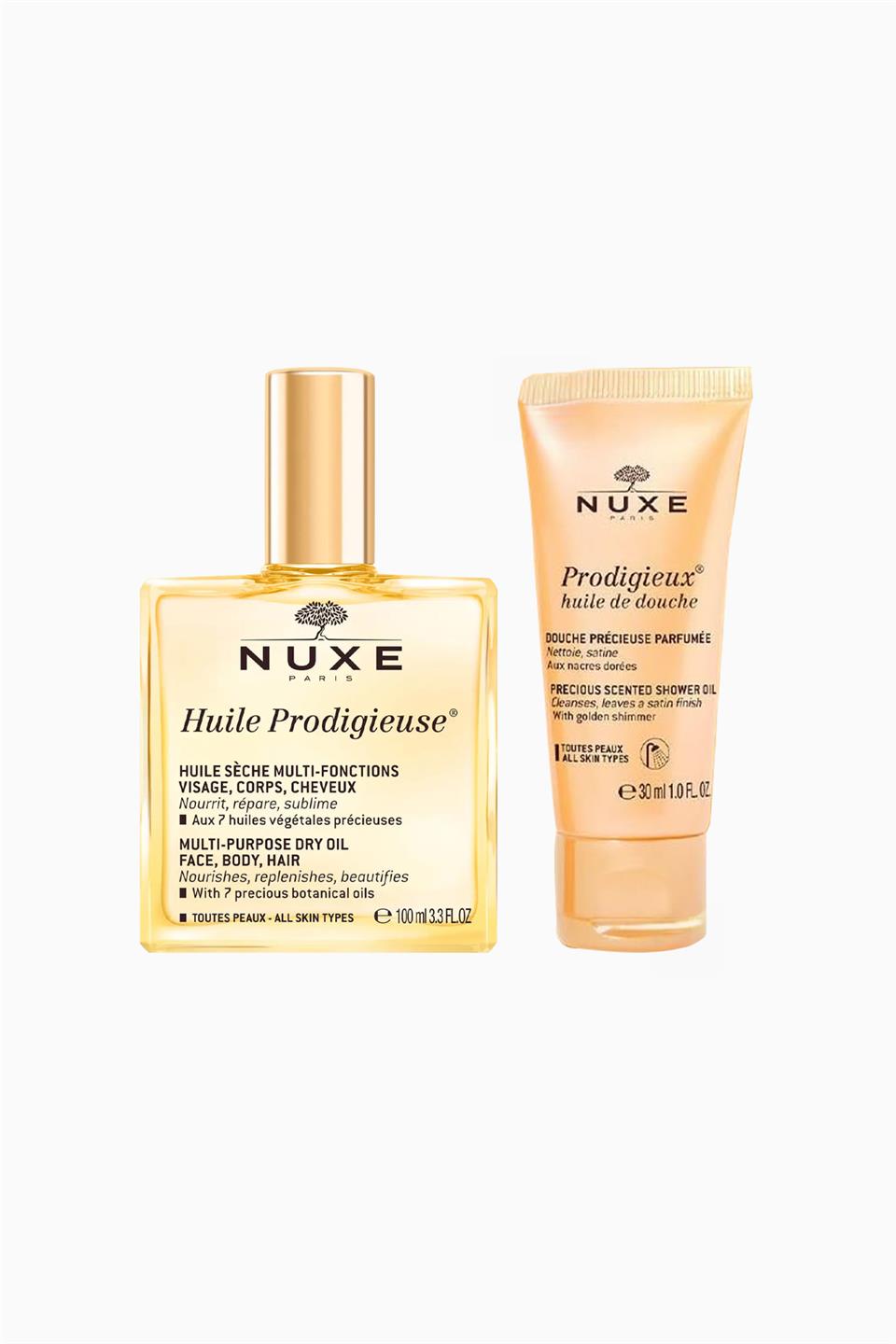 Nuxe Huile Prodigieuse Çok Amaçlı Kuru Yağ 100 ml + Prodigieux Shower Oil 30 ml | Nuxe | Nuxe Huile Prodigieuse Çok Amaçlı Kuru Yağ 100 ml + Prodigieux Shower Oil 30 ml