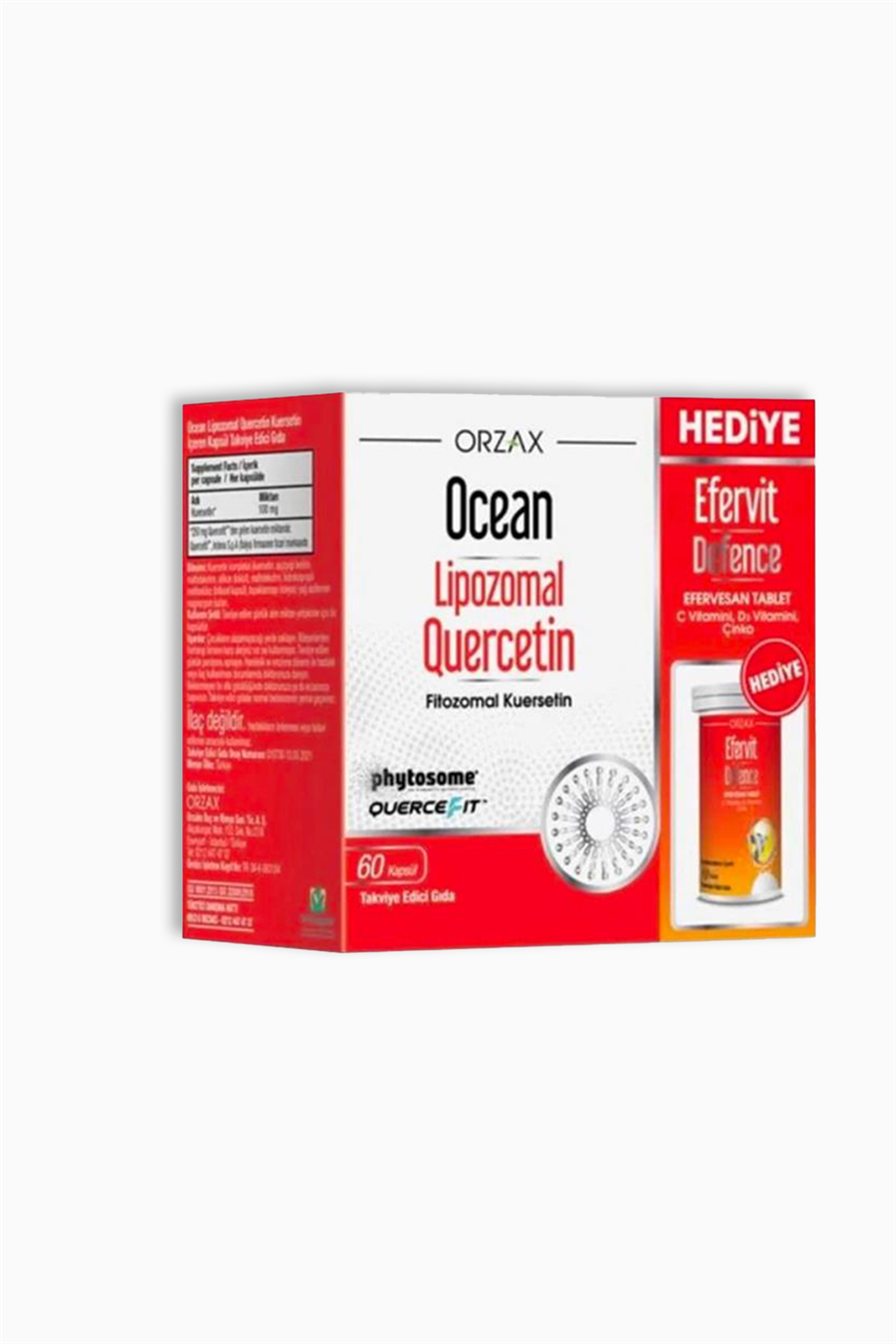 Ocean Lipozmal Quercetin Efervesan 60 Kapsül  + Efervit  Defence Efervesan 10 Tablet | Orzax | Ocean Lipozmal Quercetin Efervesan 60 Kapsül  + Efervit  Defence Efervesan 10 Tablet