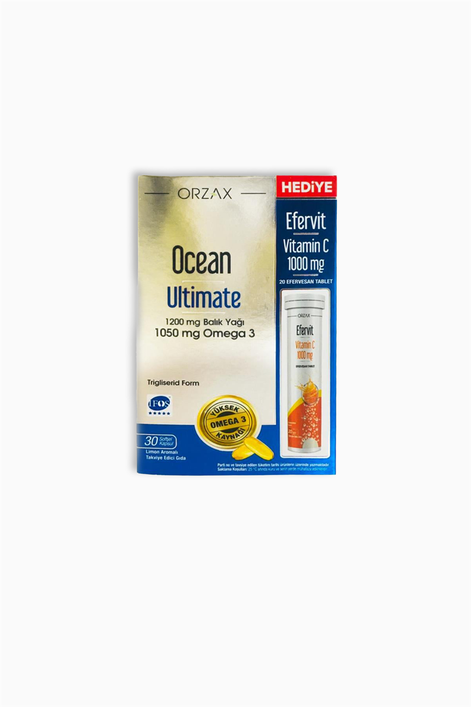 Ocean Ultimate 30 Kapsül + Efervit Vitamin C 1000 mg 20 Efervesan Tablet Hediye | Orzax | Ocean Ultimate 30 Kapsül + Efervit Vitamin C 1000 mg 20 Efervesan Tablet Hediye