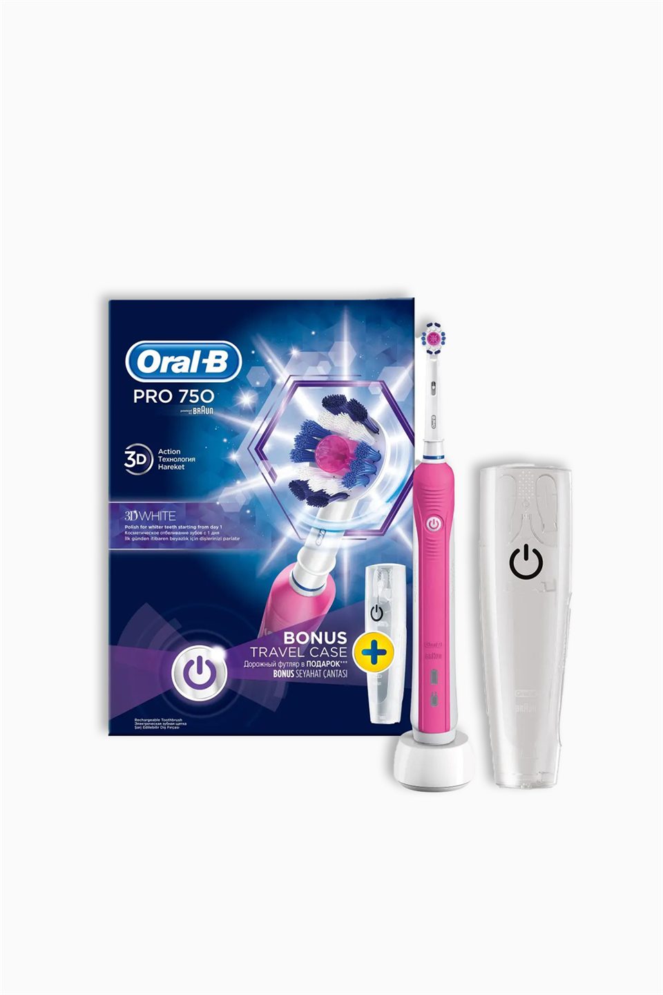 Oral-B Pro 750 Şarj Edilebilir Diş Fırçası Cross Action Pembe (Seyahat Kabı Hediyeli) | Oral-B | Oral-B Pro 750 Şarj Edilebilir Diş Fırçası Cross Action Pembe (Seyahat Kabı Hediyeli)