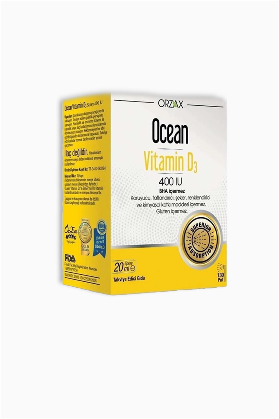 Orzax Ocean Vitamin D3 400 IU Oral Sprey 20 ml | Orzax | Orzax Ocean Vitamin D3 400 IU Oral Sprey 20 ml