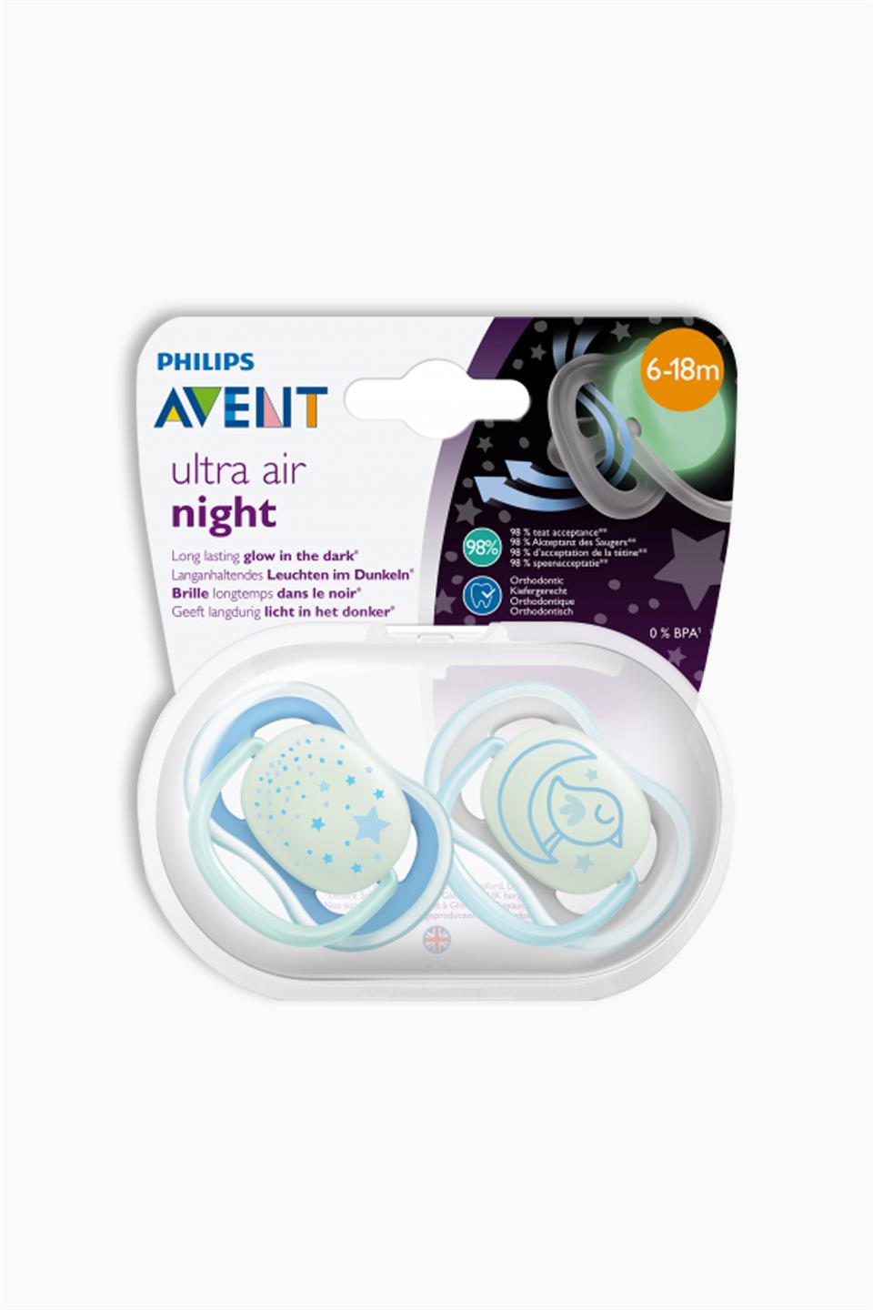 Philips Avent SCF376/21 Ultra Air Karanlıkta Parlar Emzik 6 - 18 Ay Erkek | Philips Avent | Philips Avent SCF376/21 Ultra Air Karanlıkta Parlar Emzik 6 - 18 Ay Erkek