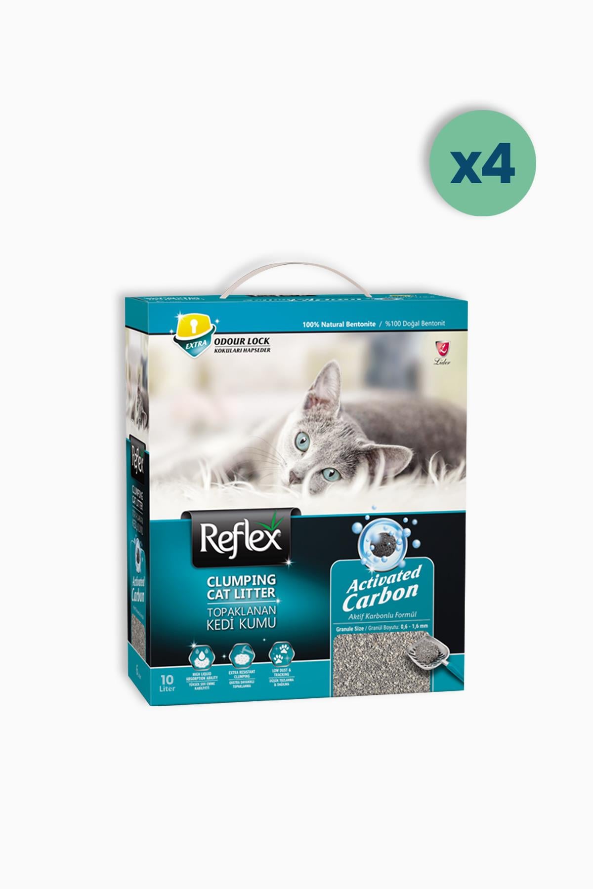 Reflex Box 10 Lt Active Carbon Gri Kedi Kumu 4 Adet | Reflex | Reflex Box 10 Lt Active Carbon Gri Kedi Kumu 4 Adet