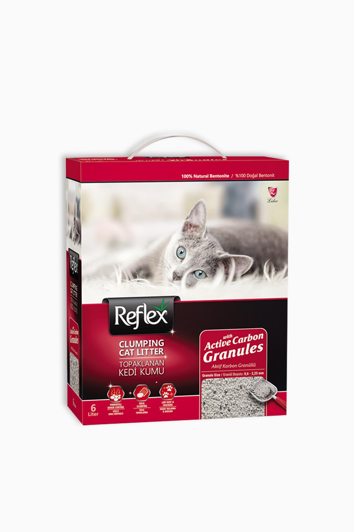 Reflex Box 6 Lt Granül Active Carbon Kedi Kumu | Reflex | Reflex Box 6 Lt Granül Active Carbon Kedi Kumu
