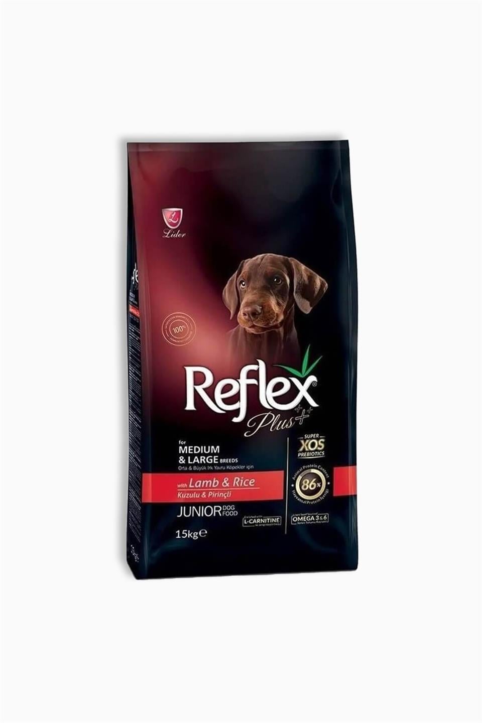 Reflex Plus Junior Medium&Large Dog Lr 15 Kg | Reflex | Reflex Kuzu Etli & Pirinçli Orta & Büyük Irk 7+ Yaş Yetişkin Köpek Maması 15 Kg