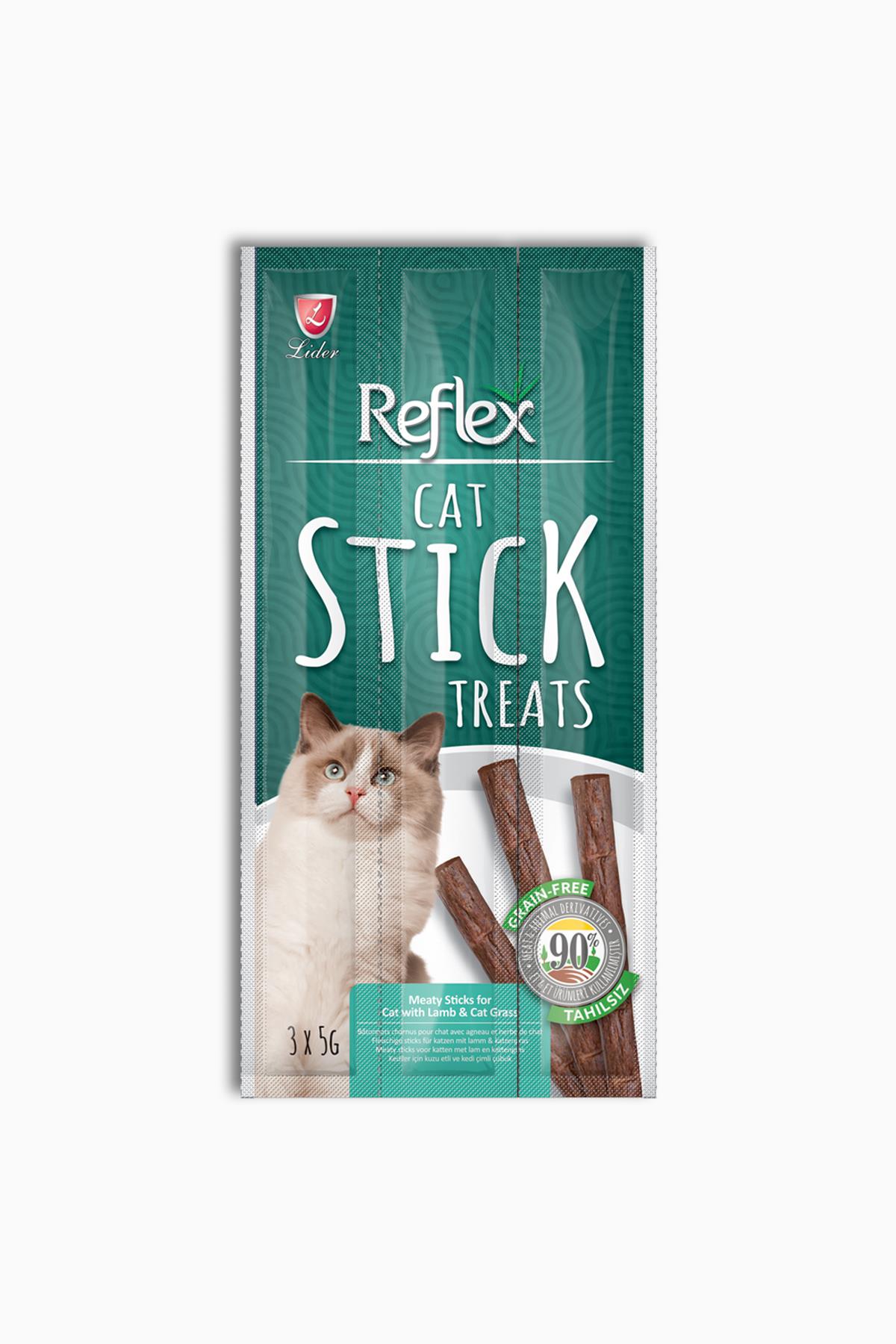 Reflex Sticks Kuzu Etli & Çim Otlu Kedi Ödül Çubuğu 3*5 Gr | Reflex | Reflex Sticks Kuzu Etli & Çim Otlu Kedi Ödül Çubuğu 3*5 Gr