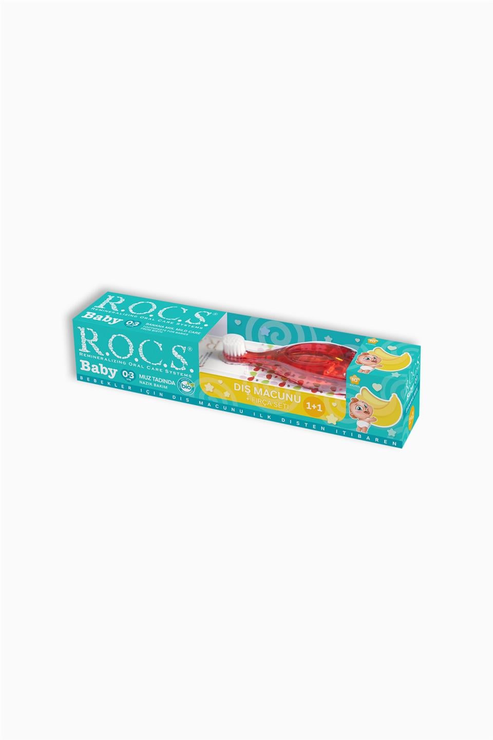 Rocs Baby 0-3 Yaş Muz Püresi Tadında Diş Macunu 45 Gr + Diş Fırçası Seti - Kırmızı | Rocs | Rocs Baby 0-3 Yaş Muz Püresi Tadında Diş Macunu 45 Gr + Diş Fırçası Seti - Kırmızı
