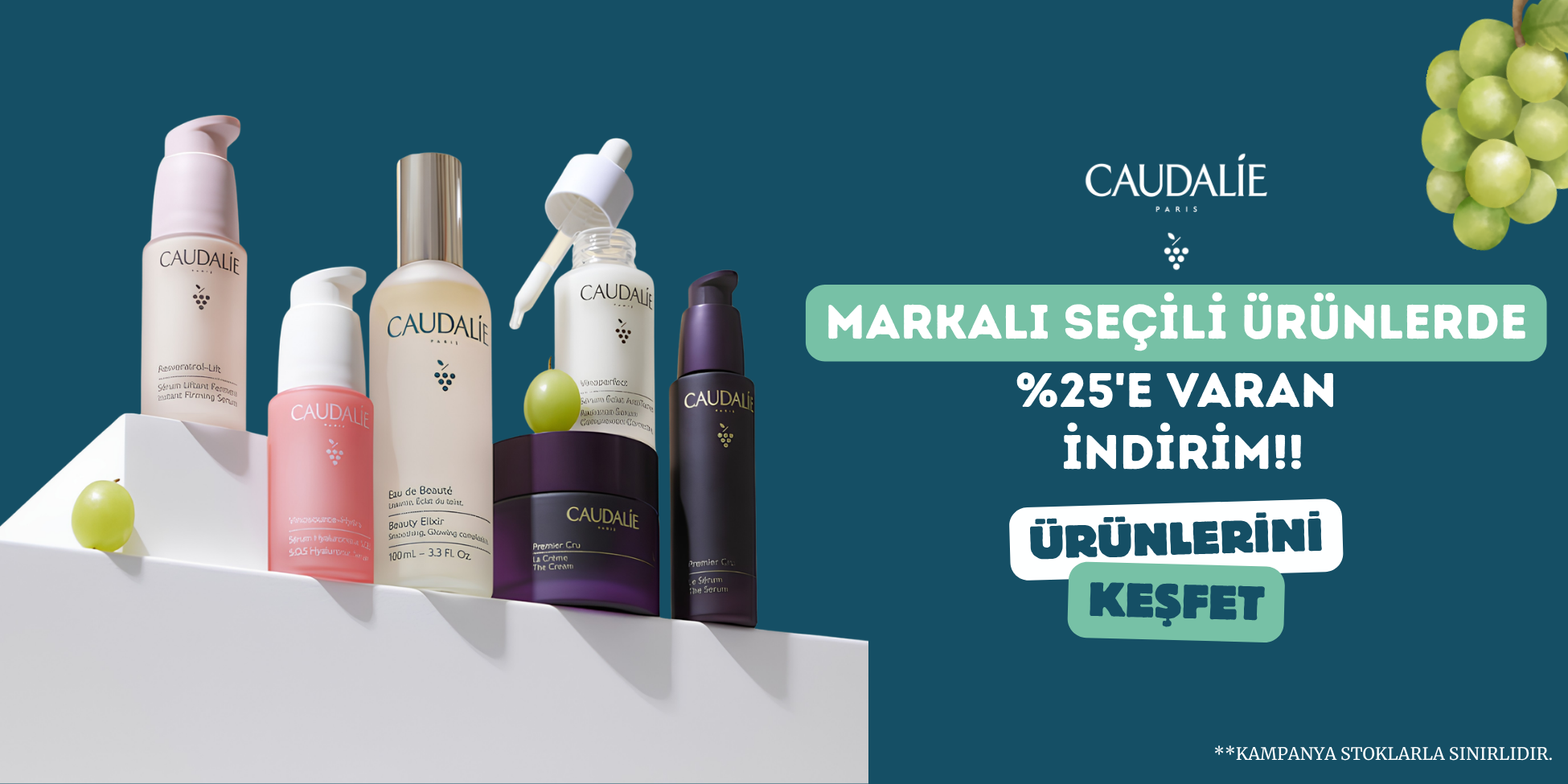 Caudalie Ürünlerinde %25E Varan İndirim Farmakozmetika'da!