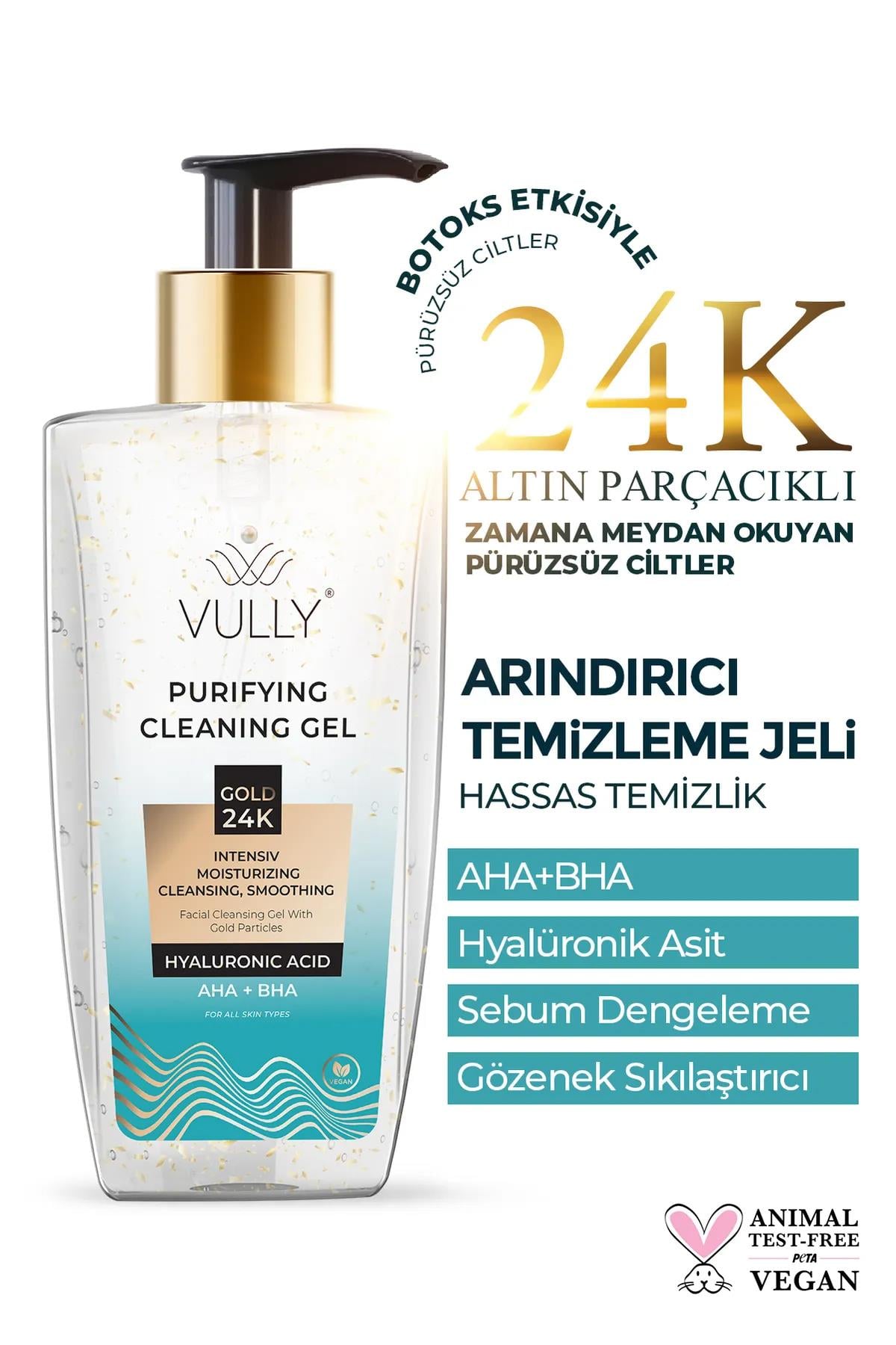 Vully Altın Parçacıklı Arındırıcı Yüz Temizleme Sıvısı 200 ml