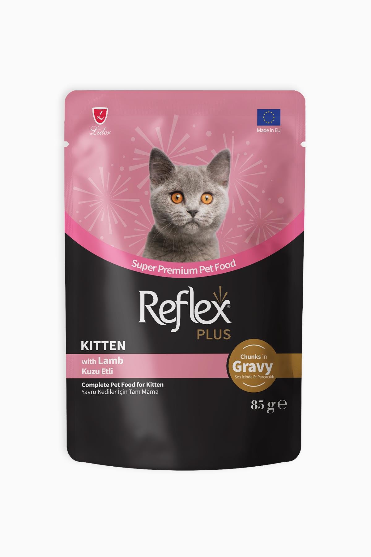 Reflex Plus Sos İçinde Et Parçacıklı Kuzu Etli Yavru Kedi Maması 85 gr