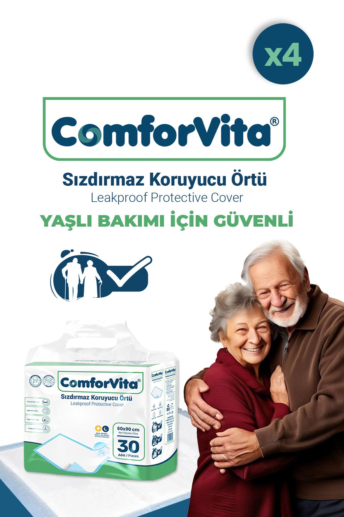 Comforvita Hasta Altı Yatak Koruyucu Sızdırmaz Örtü 60x90 cm 30'lu 4 Adet