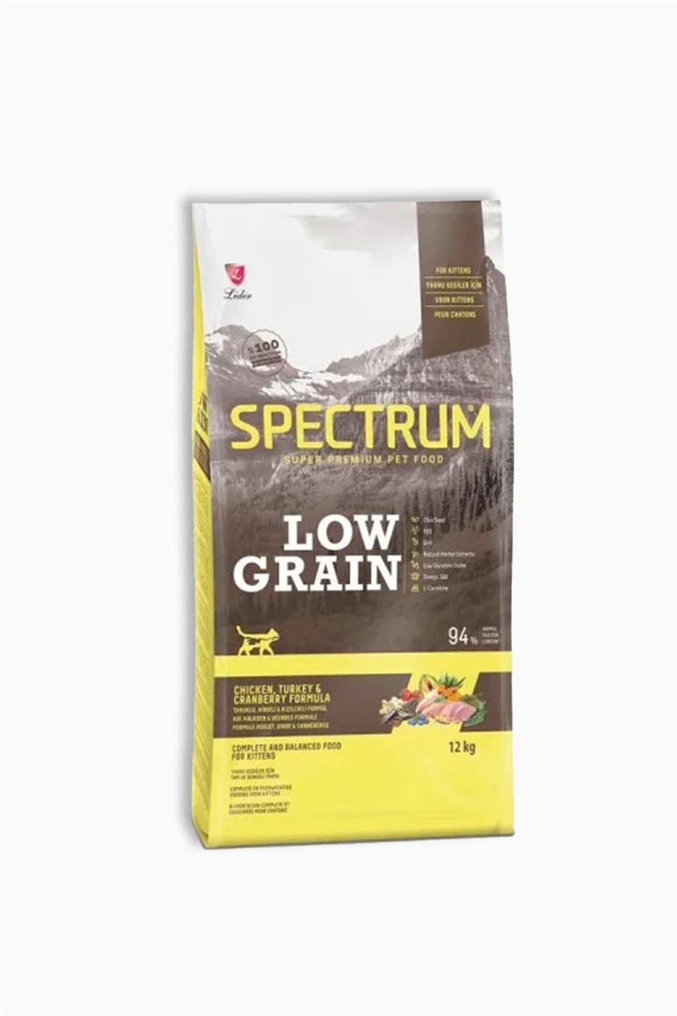 Spectrum Low Grain Tavuklu Hindili Kızılcıklı Yavru Kedi Maması 12 Kg
