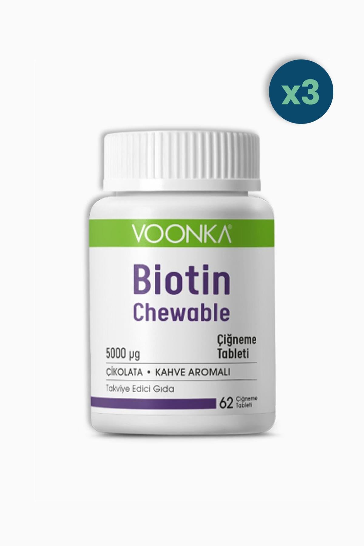 Voonka Biotin Chewable 62 Çiğneme Tableti 3 Adet