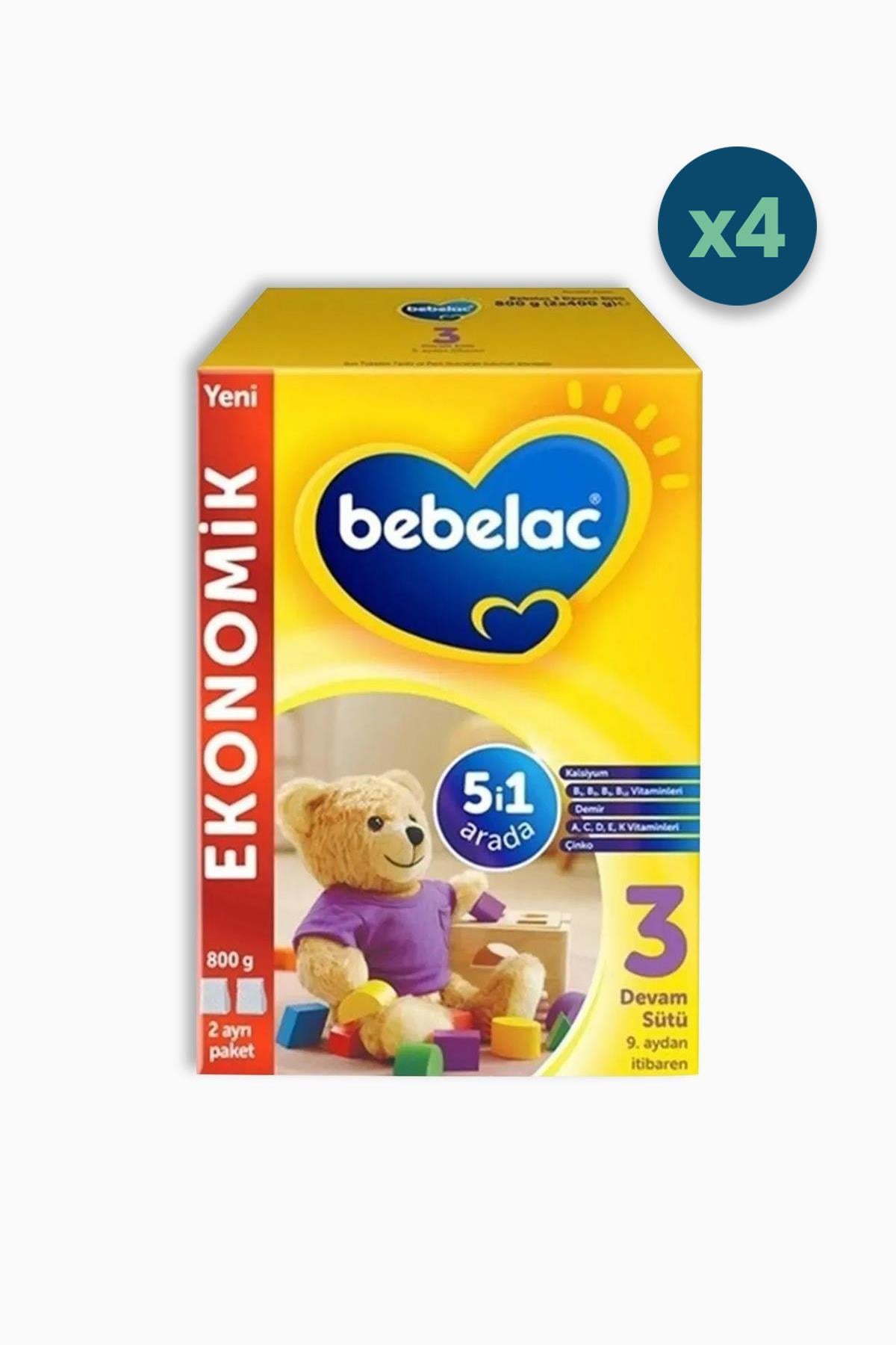 Bebelac 3 Devam Sütü 9 Ay+ 800 gr 4 Adet