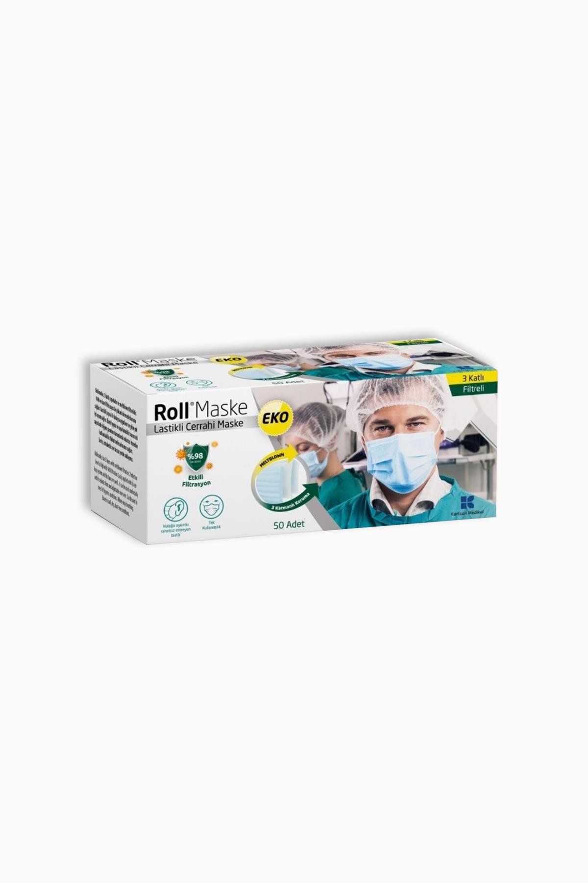 Roll 3 Katlı Meltblown Cerrahi Maske Telli 50'li