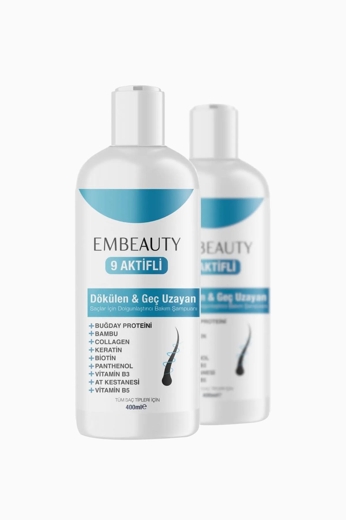 Embeauty Kolajen Ve Keratin Saç Dökülmesine Karşı Hızlı Sac Uzatan Dolgunlaştırıcı Besleyici Şampuan 2li Set