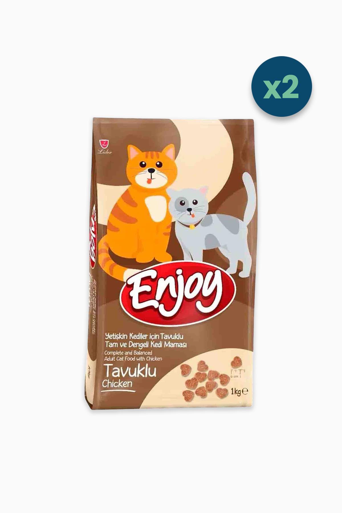 Enjoy Tavuklu 1 kg Yetişkin Kedi Maması 2 Adet