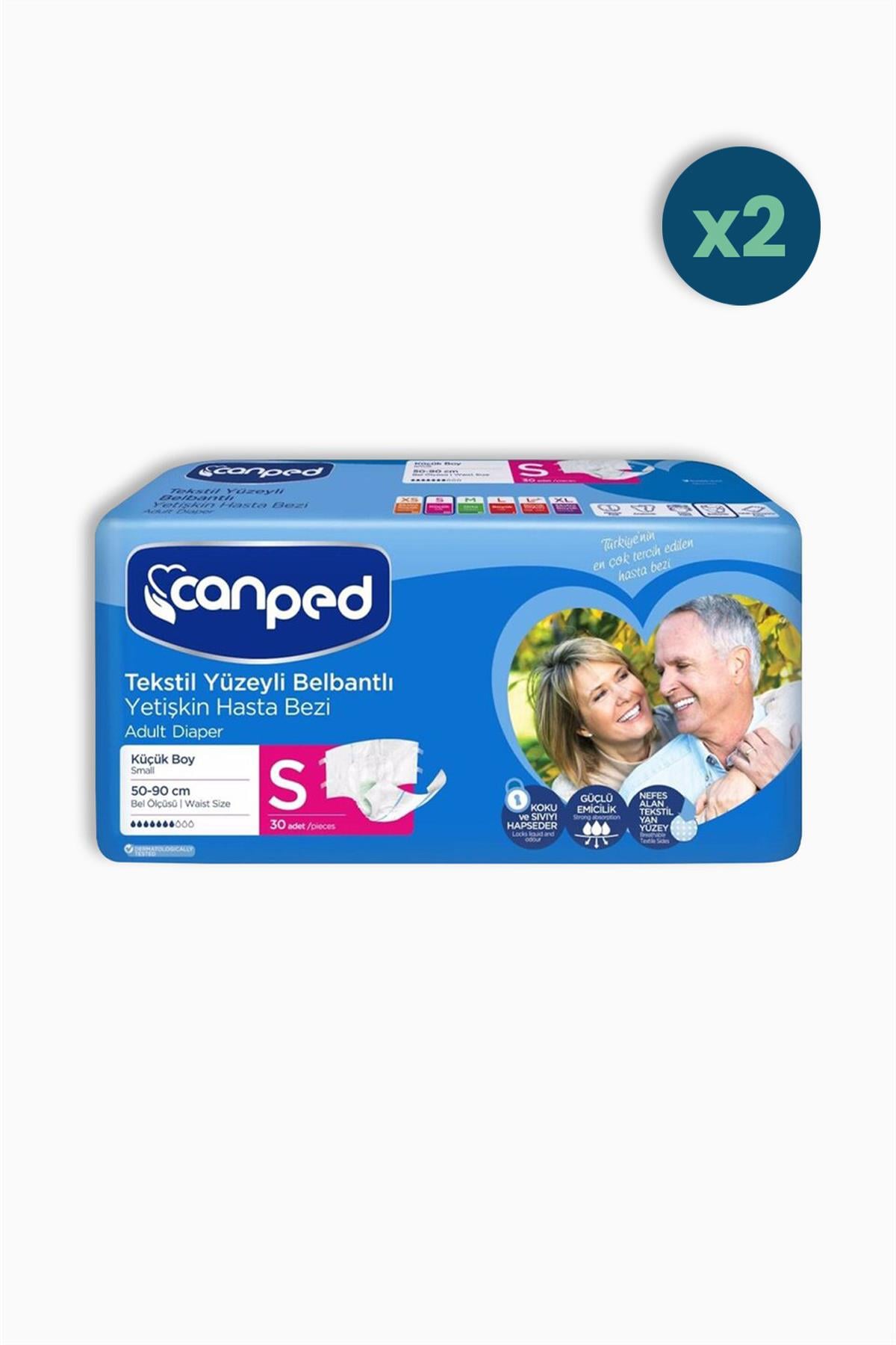 Canped Tekstil Yüzey Belbantlı Hasta Bezi Small 30'lu 2 Adet