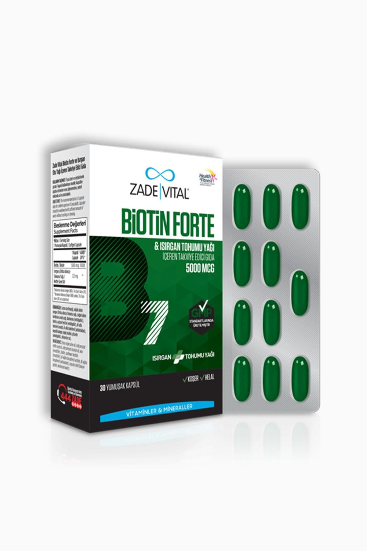 Zade Vital Biotin Forte 5000 mcg 30 Yumuşak Kapsül