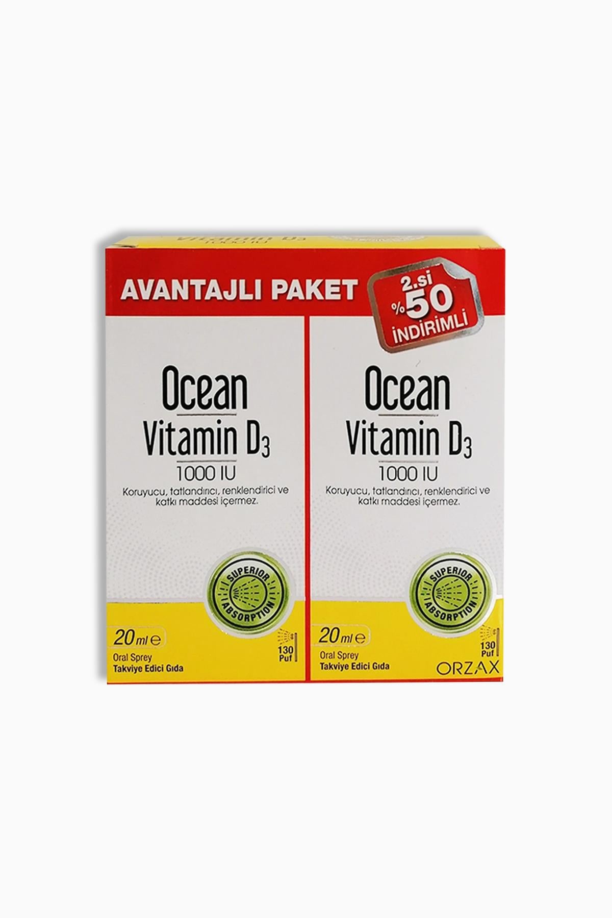 Ocean Vitamin D3 1000 IU Sprey 20 ml - 2.'si %50 İndirimli