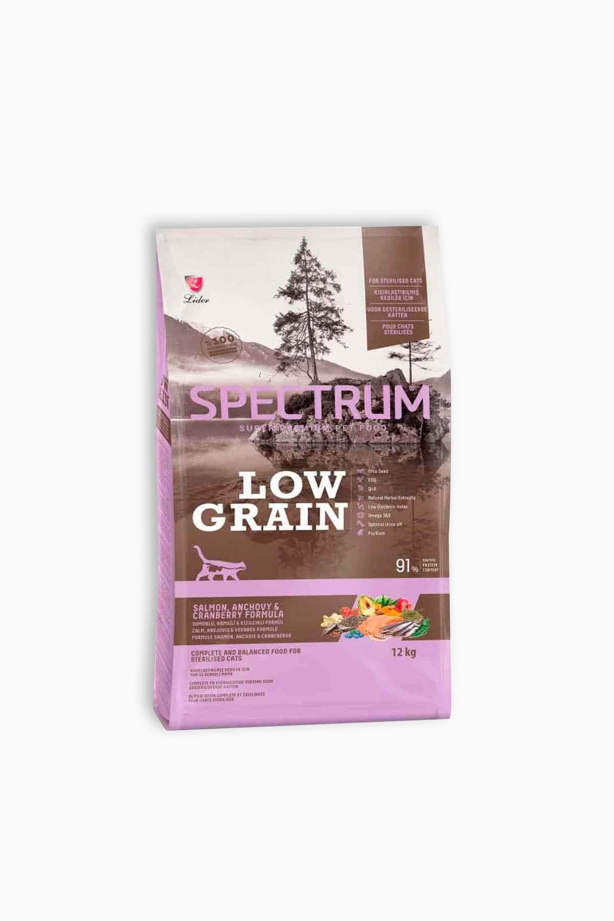 Spectrum Low Grain Somonlu ve Hamsili Kısırlaştırılmış Yetişkin Kedi Maması 12 Kg