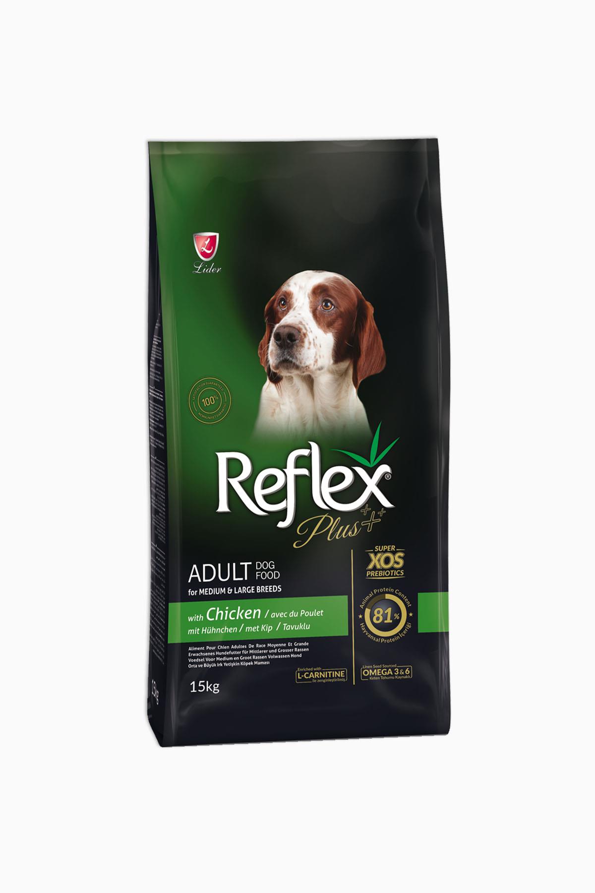 Reflex Plus Orta Büyük Irk Tavuklu Yetişkin Köpek Maması 15 kg