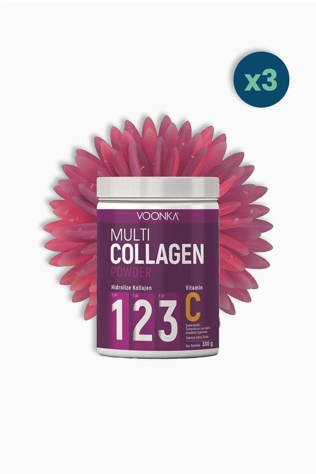Voonka Multi Collagen Powder 300 gr 3 Adet