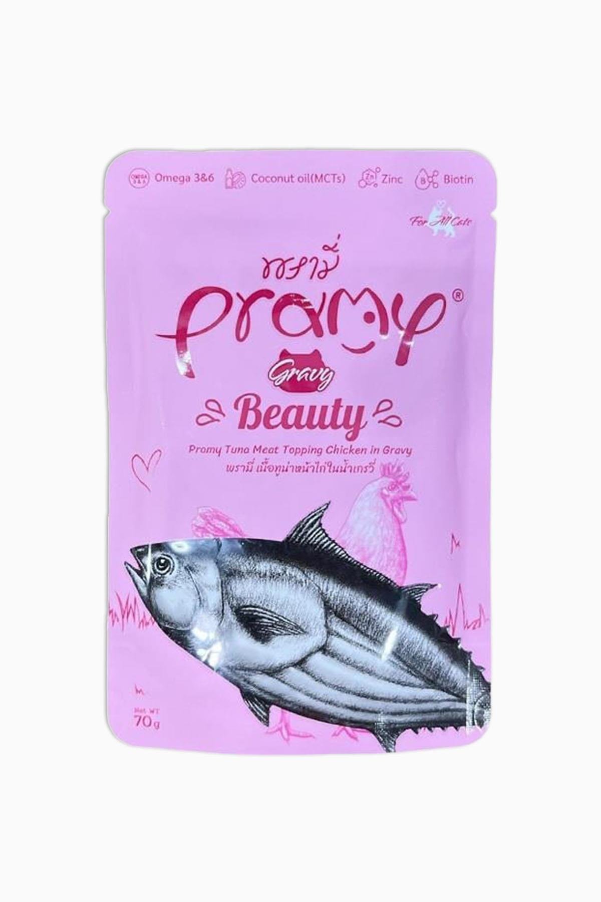 Pramy Sos İçinde Ton Balıklı ve Tavuklu Yetişkin Kedi Maması 70 gr