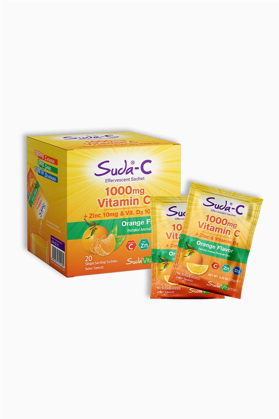 Suda Vitamin C 1000 mg Zinc D3 Portakal Aromalı 20 Saşe