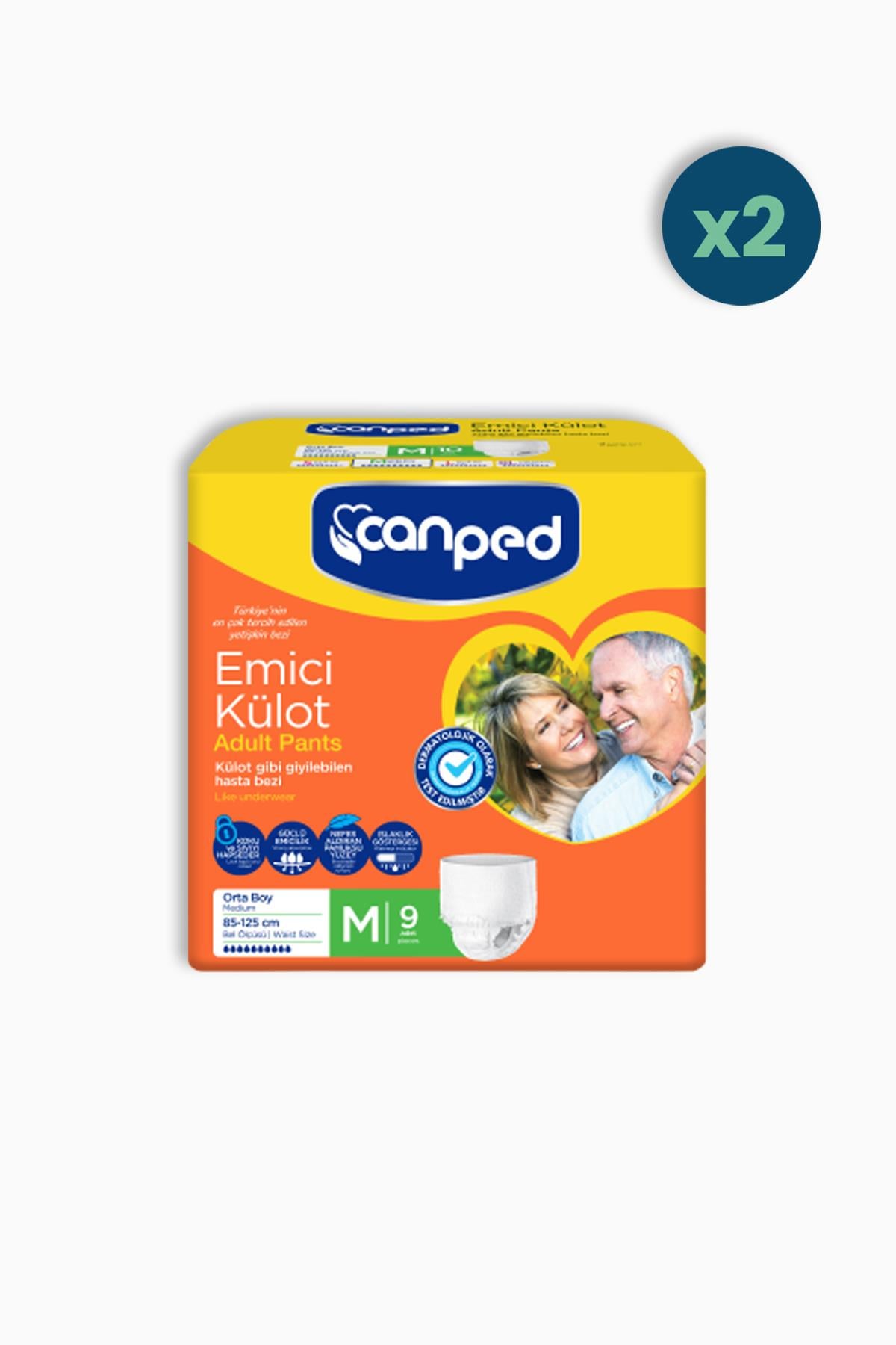 Canped Emici Külot Hasta Bezi Medium 9'lu 2 Adet