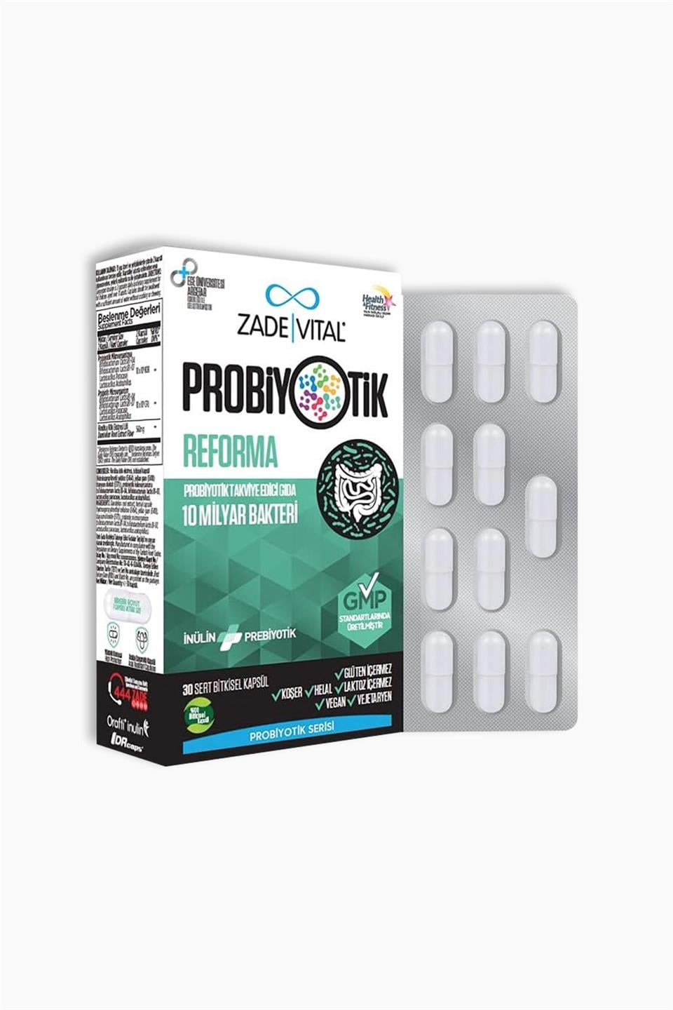 Zade Vital Probiyotik Reforma Takviye Edici Gıda 30 Bitkisel Kapsül