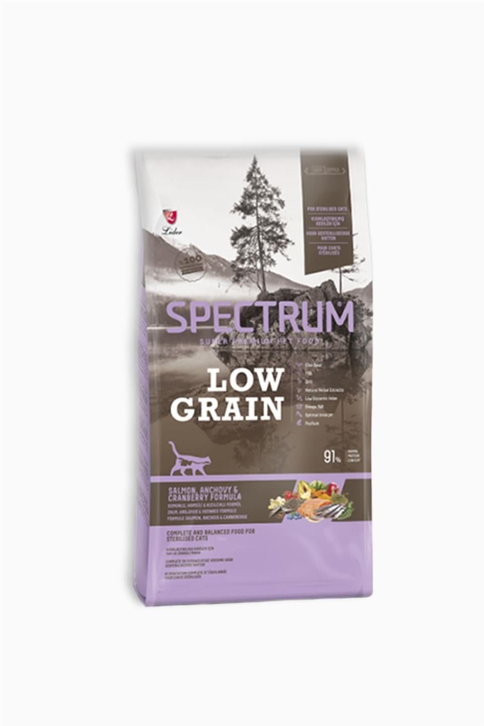 Spectrum Low Grain Somonlu & Hamsili Kısırlaştırılmış Yetişkin Kedi Maması 12 KG