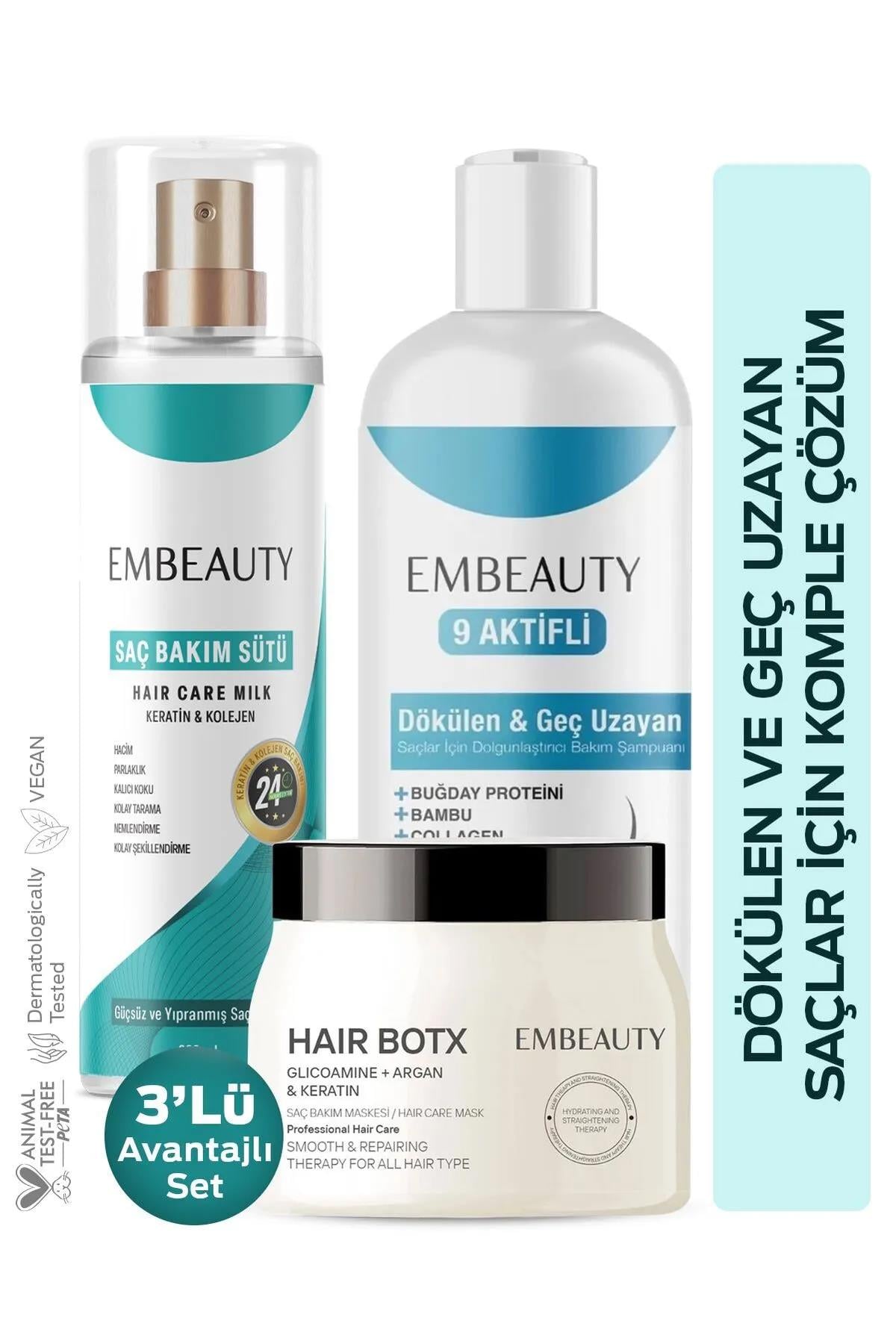 Embeauty 3'lü Saç Bakım Seti Dökülme Karşıtı Ve Aşırı Yıpranmış Saçlara Özel