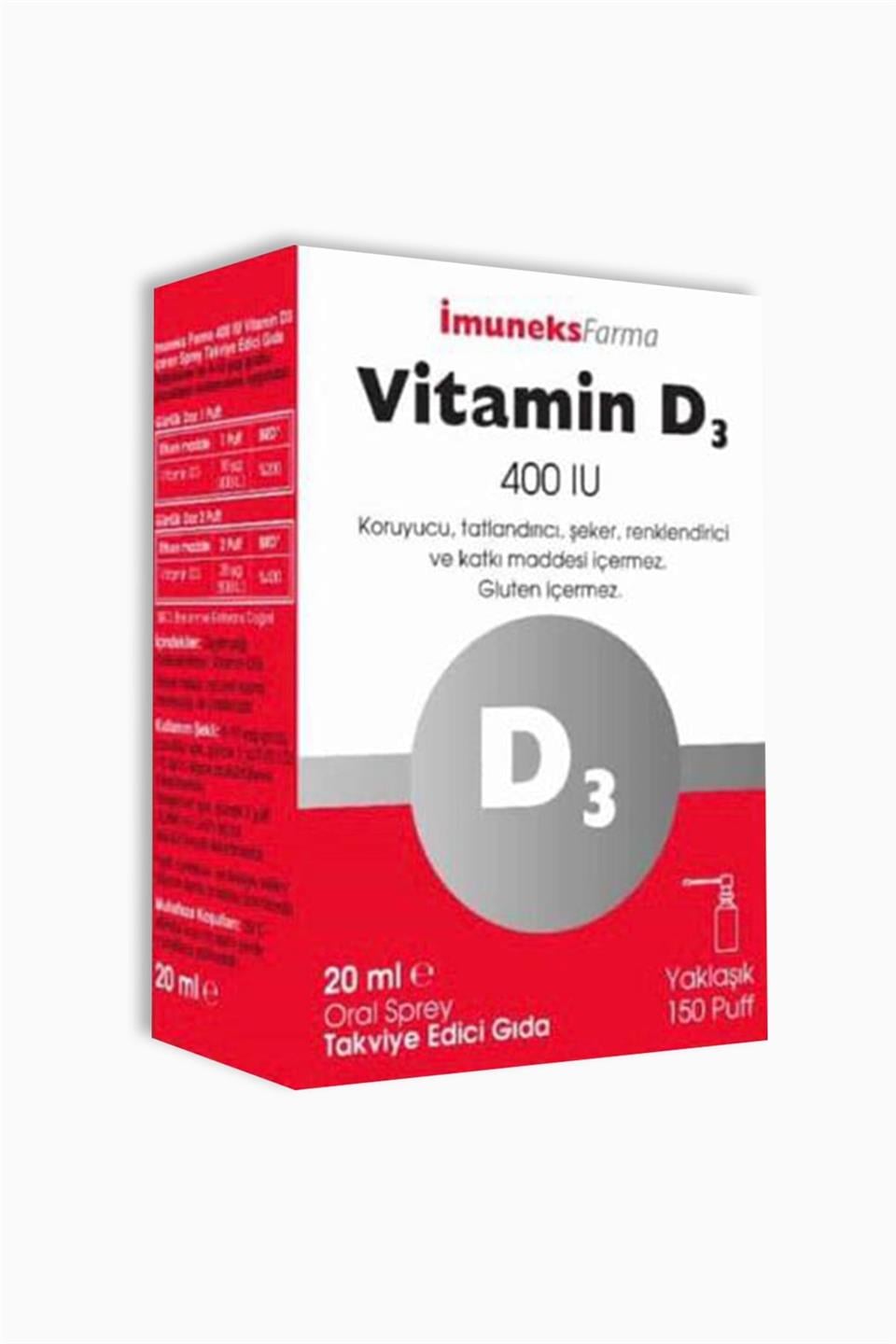 İmuneks Vitamin D3 400 Iu Sprey 20 Ml
