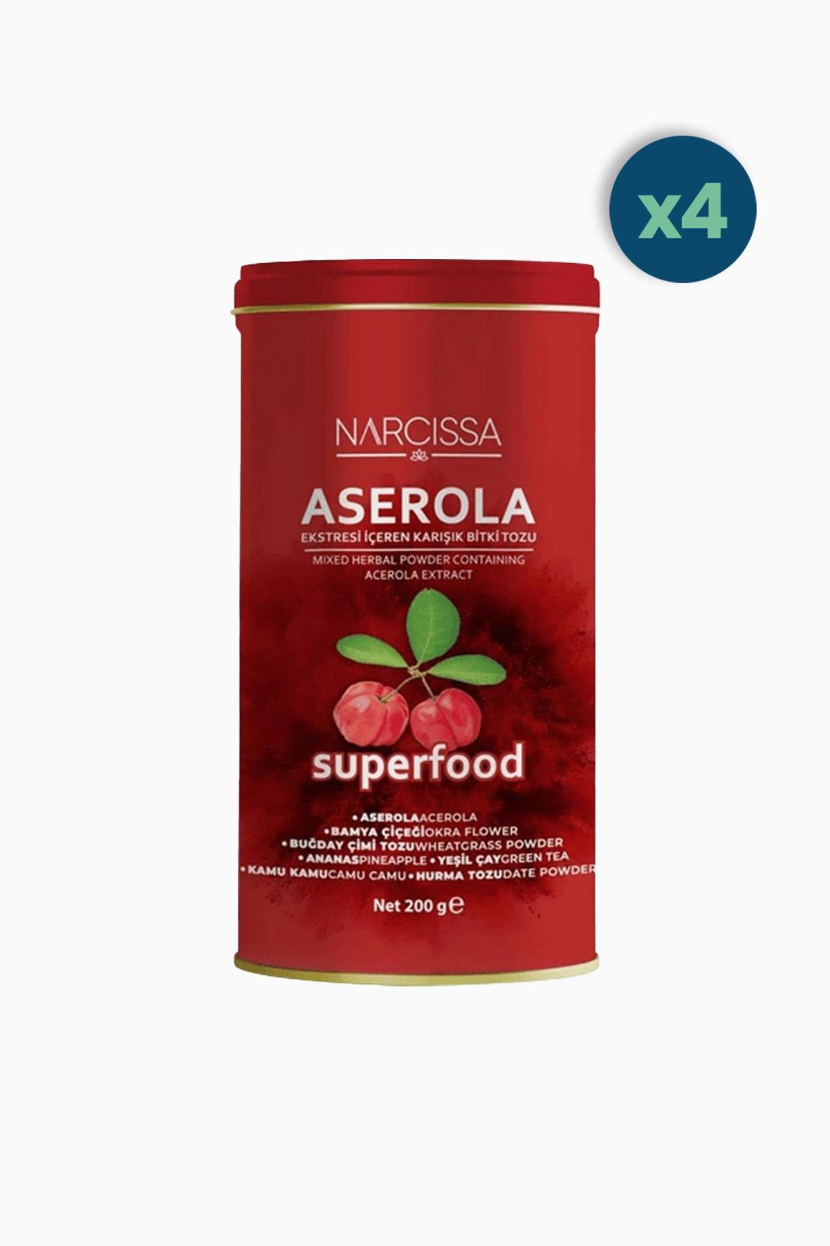 Narcissa Aserola Ekstresi İçeren Karışık Bitki Tozu 200 gr 4 Adet