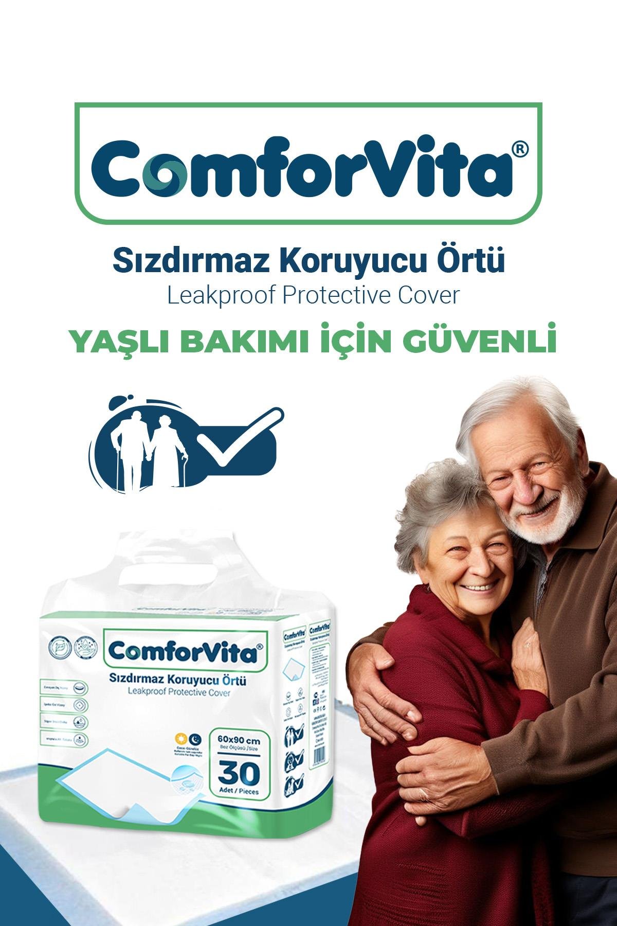 Comforvita  Hasta Altı Yatak Koruyucu Sızdırmaz Örtü 60x90 cm 30 Adet
