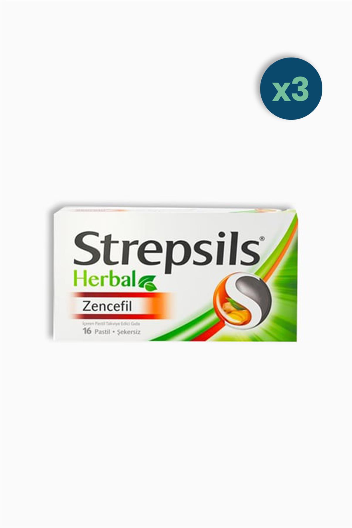 Strepsils Herbal Zencefil Aromalı 16 Pastil 3 Adet