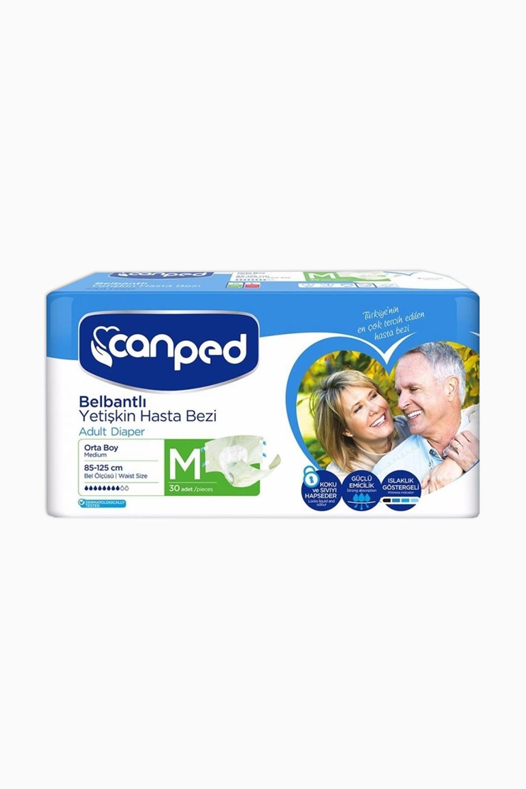 Canped Tekstil Yüzey Belbantlı Hasta Bezi Medium 30'lu