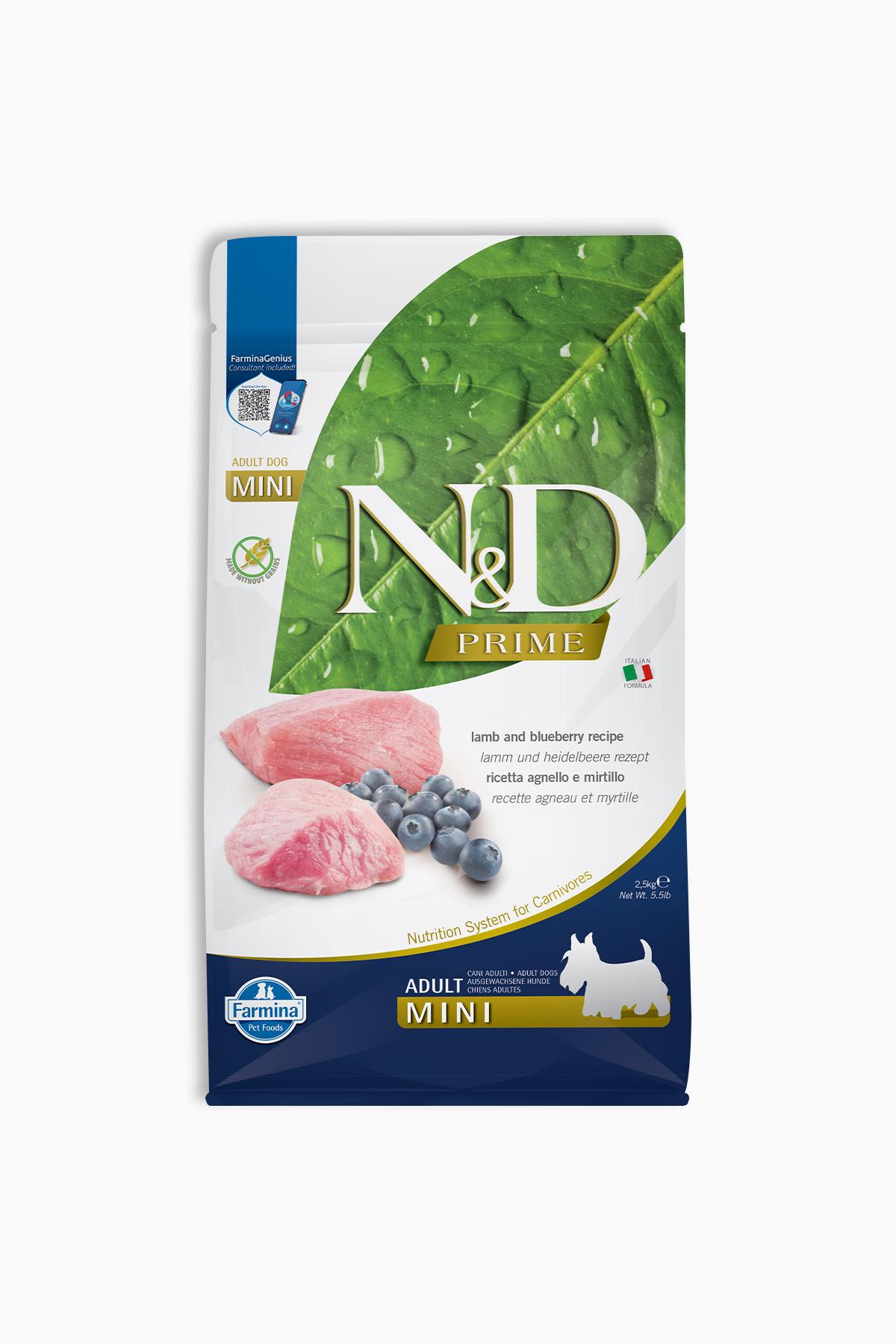 N&D Prıme Tahılsız Kuzu & Yabanmersini Yetişkin Mını 2,5 Kg
