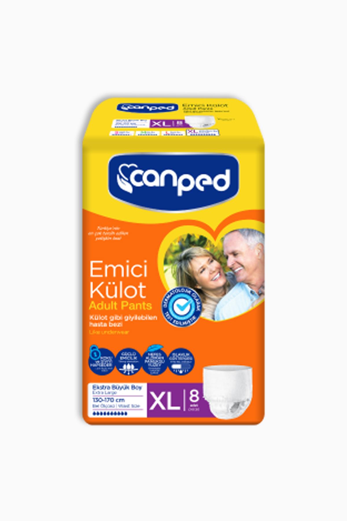 Canped Emici Külot XLarge Beden 8'li Yetişkin Hasta Bezi