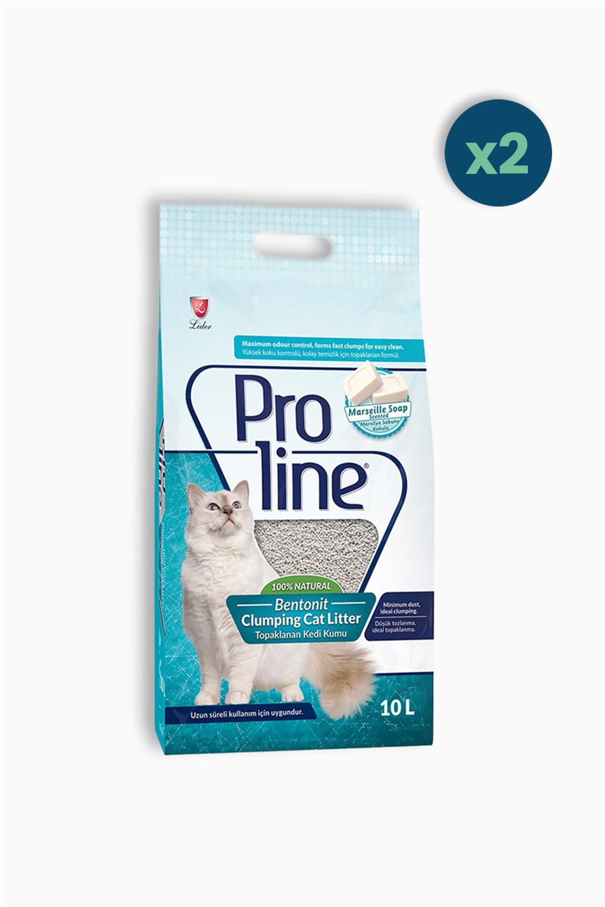 Proline Bentonit Marsilya Sabun Kokulu Kedi Kumu 10 Litre 2 Adet